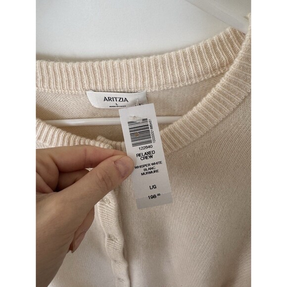 Aritzia Relaxed Crew Cashmere Cardigan Winter White Large - Picture 5 of 9